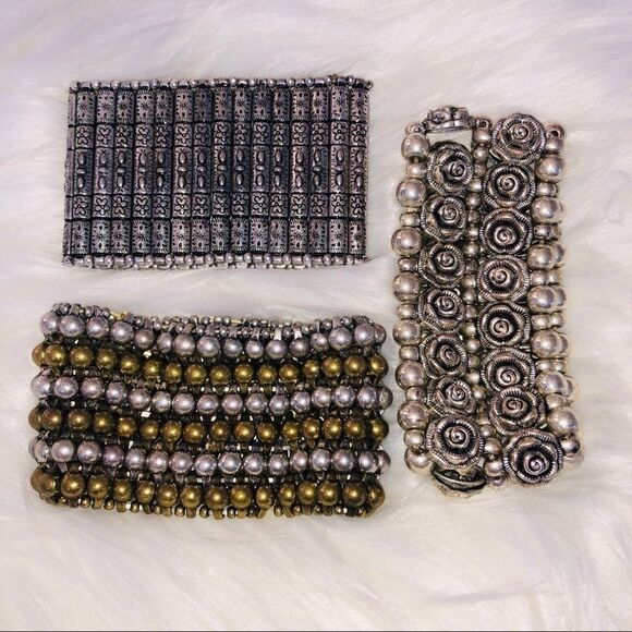 Three Gorgeous Silver and Bronze Stretch Bracelet - Picture 8 of 8